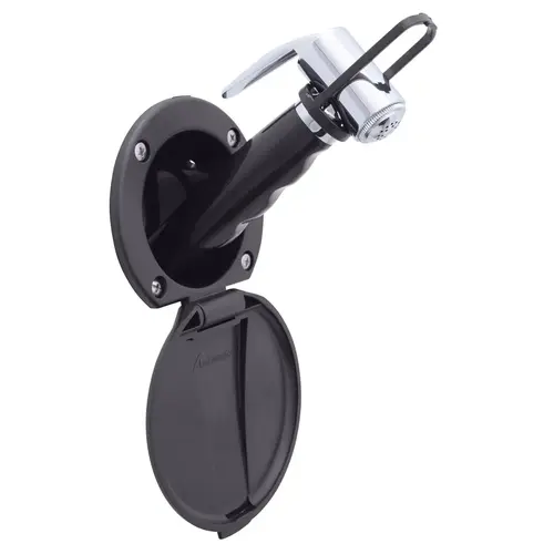 Recessed Shower Black Cup & Lid, Hammer-Head Black Sprayer, 6 ft Black Rubber Hose Recessed Shower Black Cup & Lid, Hammer-Head Black Sprayer, 6 ft Black Rubber Hose