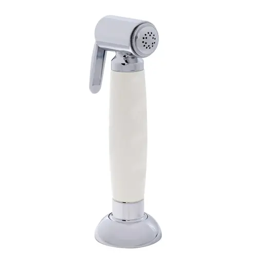 Deck-Mount Sprayer Hammer-Head Warm White Sprayer, 10 ft White Rubber Hose, Elite Holder Deck-Mount Sprayer Hammer-Head Warm White Sprayer, 10 ft White Rubber Hose, Elite Holder