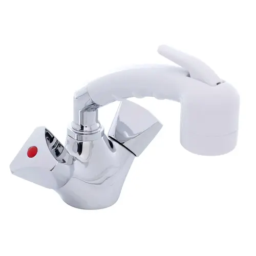 Trinidad Head/Shower Combo Faucet Small Arctic White Sprayer No Hook, 6 ft Stainless Steel Hose Chrome/Arctic White Trinidad Head/Shower Combo Faucet Small Arctic White Sprayer No Hook, 6 ft Stainless Steel Hose Chrome/Arctic White