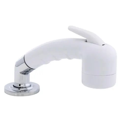 Deck-Mount Sprayer Small Arctic White Sprayer No Hook w/Elbow, 6 ft White Rubber Hose, Ultra-Low Profile Holder Deck-Mount Sprayer Small Arctic White Sprayer No Hook w/Elbow, 6 ft White Rubber Hose, Ultra-Low Profile Holder