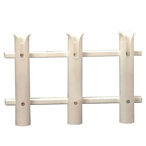 Surface Mount 3-Rod Deluxe Poly Rod Holder White Surface Mount 3-Rod Deluxe Poly Rod Holder White