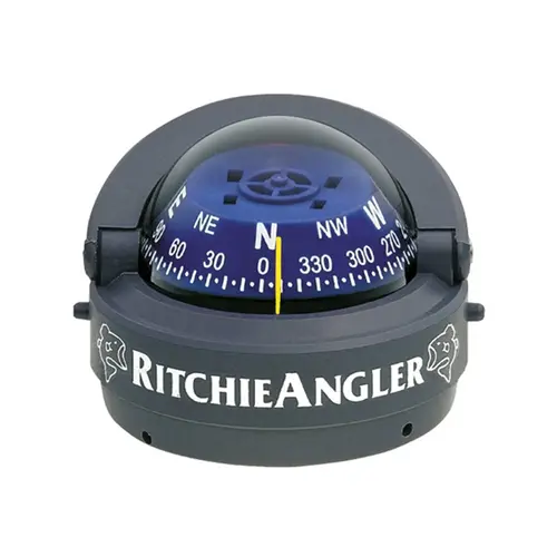 Surface-Mount Angler Compass, 3-5/8" dia. x 2-7/8"H Gray with Blue Card Surface-Mount Angler Compass, 3-5/8" dia. x 2-7/8"H Gray with Blue Card