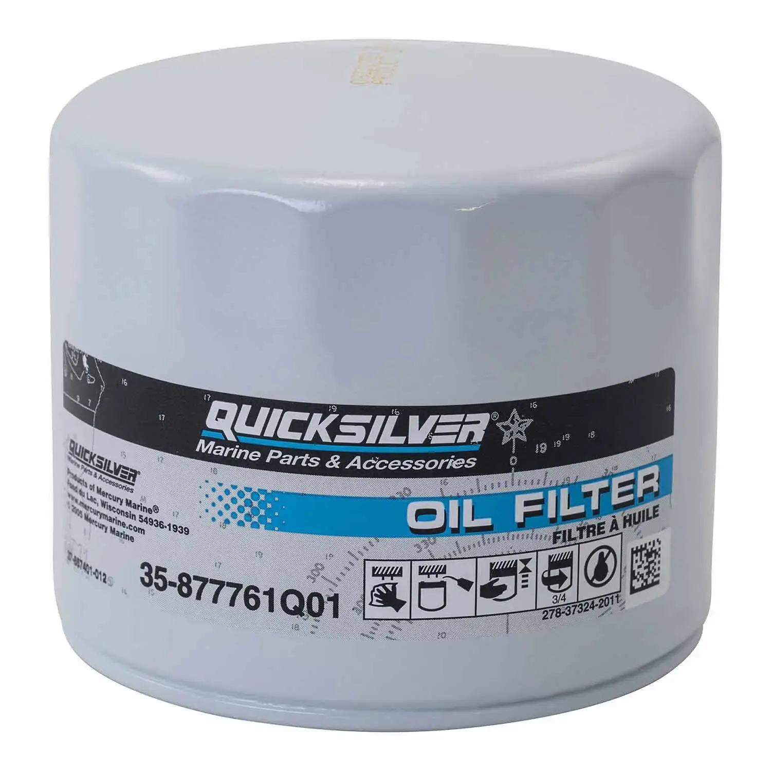 Quicksilver Oil Filter for Select Mercury and Mariner 75-115 Hp Outboards and 150 Hp EFI 4-Stroke Outboards 877761Q01 Quicksilver Oil Filter for Select Mercury and Mariner 75-115 Hp Outboards and 150 Hp EFI 4-Stroke Outboards 877761Q01