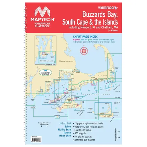 WPB0310-01WMDS Waterproof Chartbook Buzzards Bay, South Cape & the Islands, 1st. Edition WPB0310-01WMDS Waterproof Chartbook Buzzards Bay, South Cape & the Islands, 1st. Edition