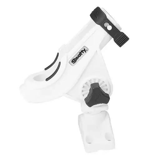 Bait Caster / Spinning Rod Holder, Side/Deck Mount, White Bait Caster / Spinning Rod Holder, Side/Deck Mount, White