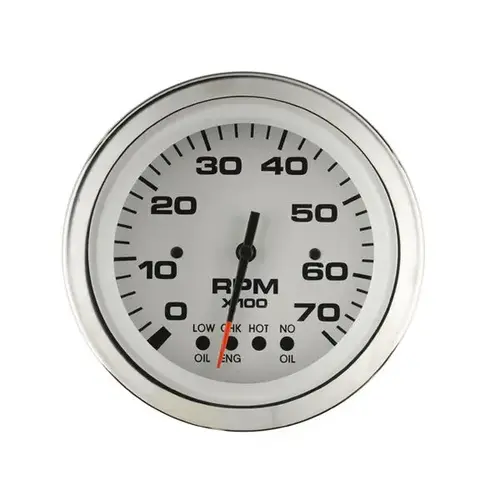 Lido Series Tachometer with System Check, 7000 rpm, Evinrude/Johnson White Lido Series Tachometer with System Check, 7000 rpm, Evinrude/Johnson White