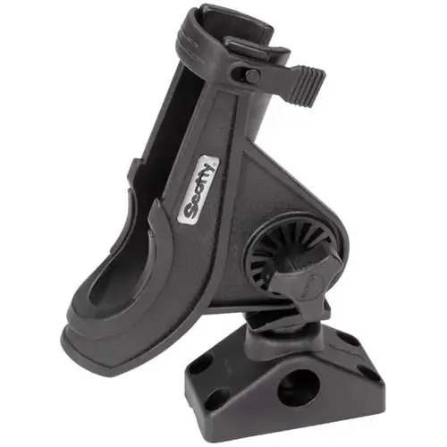 Bait Caster / Spinning Rod Holder, Side/Deck Mount, Black Bait Caster / Spinning Rod Holder, Side/Deck Mount, Black