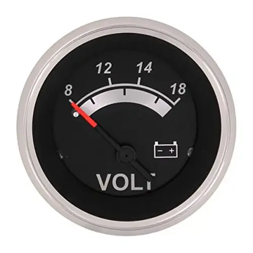Black Sterling Series Voltmeter Gauge, 8-18V Black Sterling Series Voltmeter Gauge, 8-18V
