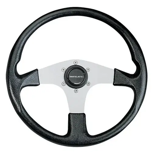 Corse Steering Wheel, Black Grip/Silver Spokes Corse Steering Wheel, Black Grip/Silver Spokes