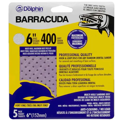 Barracuda 6" Pro Quality Sanding Discs, 400 Grit, 5-Pack Purple Barracuda 6" Pro Quality Sanding Discs, 400 Grit, 5-Pack Purple