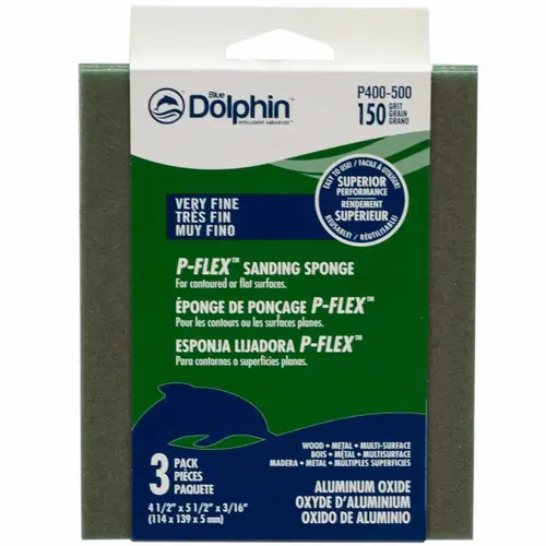 P-FLEX Sanding Sponge, 150 Grit, 3-Pack Green P-FLEX Sanding Sponge, 150 Grit, 3-Pack Green