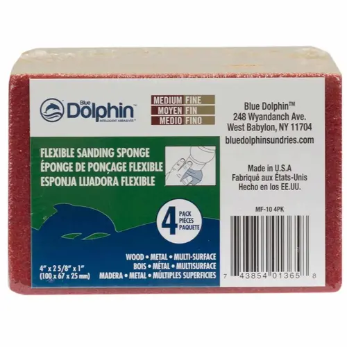 4" Sanding Sponge, Medium/Fine, 4-Pack Red 4" Sanding Sponge, Medium/Fine, 4-Pack Red