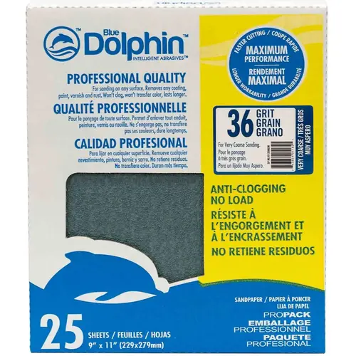 Pro Grade Sandpaper Sheets, 36 Grit, 25-Pack Green Pro Grade Sandpaper Sheets, 36 Grit, 25-Pack Green