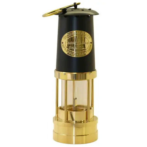 Brass Yacht Lamp with Black Bonnet Brass Yacht Lamp with Black Bonnet