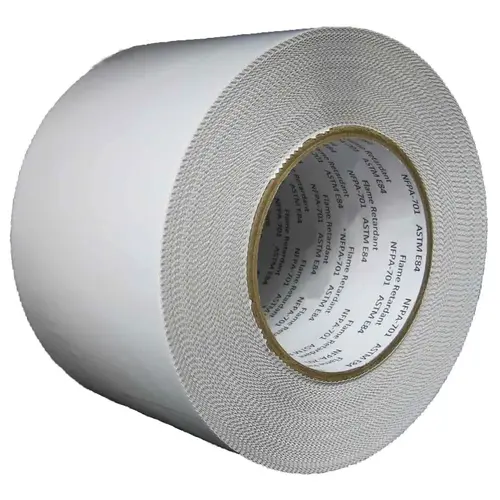 4" X 180 ft White Flame Retardant Tape, Pinked Edge 4" X 180 ft White Flame Retardant Tape, Pinked Edge
