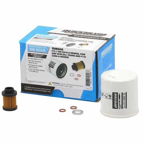 Quicksilver 8M0222222 100 Hour Maintenance Kit, Yamaha F75/F90, F90B & VF90 and F115 Quicksilver 8M0222222 100 Hour Maintenance Kit, Yamaha F75/F90, F90B & VF90 and F115