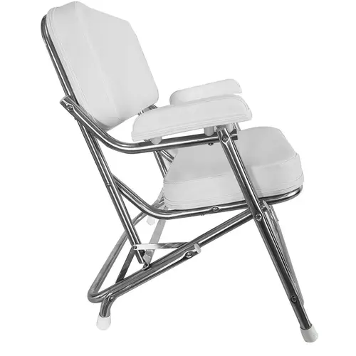 Folding Deck Chair, Stainless Steel, Bright White Folding Deck Chair, Stainless Steel, Bright White