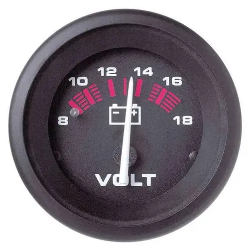 Amega Series Voltmeter Gauge, 8-18V Black Amega Series Voltmeter Gauge, 8-18V Black