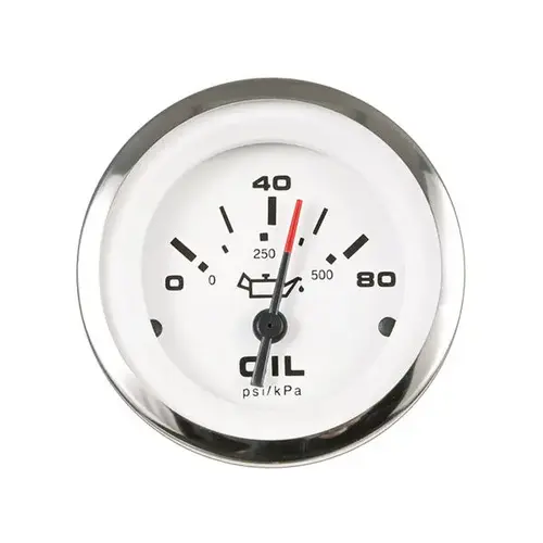 Lido Series Oil Pressure Gauge, 80 psi White Lido Series Oil Pressure Gauge, 80 psi White