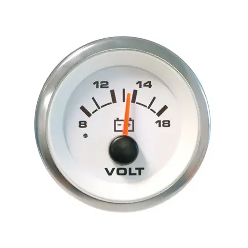White Premier Pro Series Voltmeter Gauge, 8-18V White Premier Pro Series Voltmeter Gauge, 8-18V