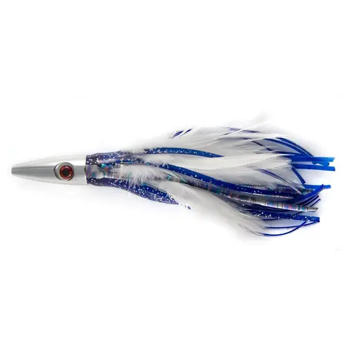Ahi Slayer - Feather Fishing Lure, 5" Blue Foil/White Ahi Slayer - Feather Fishing Lure, 5" Blue Foil/White