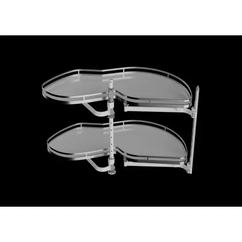 LeMans II Arena Style 2 Shelf Left Swing Blind Corner Kit Chrome/Anthracite, for 16-1/8" Faceframe Opening, Kessebohmer LeMans II Arena Style 2 Shelf Left Swing Blind Corner Kit Chrome/Anthracite, for 16-1/8" Faceframe Opening, Kessebohmer