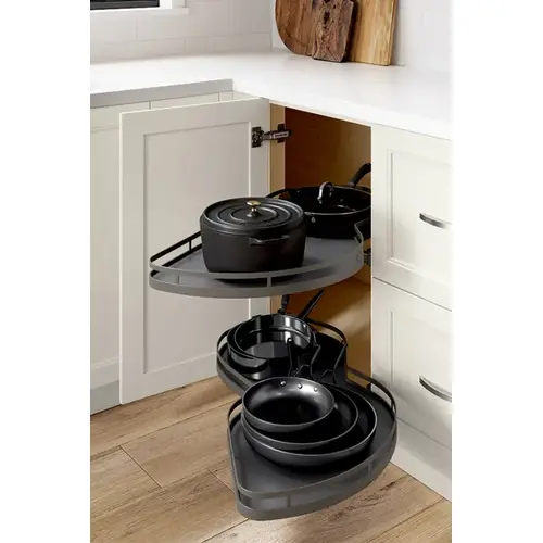 LeMans II Arena Style 2 Shelf Right Swing Blind Corner Kit Anthracite/Anthracite, for 17-3/4" Faceframe Opening, Kessebohmer LeMans II Arena Style 2 Shelf Right Swing Blind Corner Kit Anthracite/Anthracite, for 17-3/4" Faceframe Opening, Kessebohmer