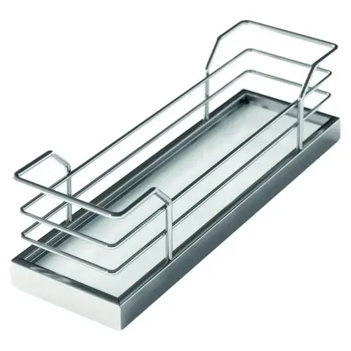 Kessebohmer Arena Plus Series Chrome/White Pull Out Spice Rack 3-1/2"W x 10"D x 23-1/2"H Slides, 4 Shelf Kessebohmer Arena Plus Series Chrome/White Pull Out Spice Rack 3-1/2"W x 10"D x 23-1/2"H Slides, 4 Shelf