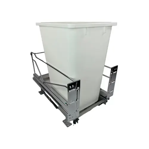 Kessebohmer 12-1/4" Chrome Bottom Mount Waste Pullout with 1-36 Quart White Bin Self-Open/Soft-Close Kessebohmer 12-1/4" Chrome Bottom Mount Waste Pullout with 1-36 Quart White Bin Self-Open/Soft-Close
