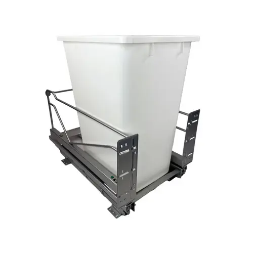 Kessebohmer 12-1/4" Silver Bottom Mount Waste Pullout with 1-36 Quart White Bin Self-Open/Soft-Close Kessebohmer 12-1/4" Silver Bottom Mount Waste Pullout with 1-36 Quart White Bin Self-Open/Soft-Close