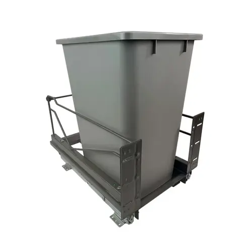 Kessebohmer 12-1/4" Anthracite Bottom Mount Waste Pullout with 1-52 Quart Grey Bin Self-Open/Soft-Close Kessebohmer 12-1/4" Anthracite Bottom Mount Waste Pullout with 1-52 Quart Grey Bin Self-Open/Soft-Close