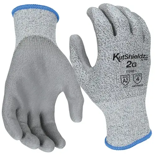 Cut-Resistant Level A2 Polyurethane Palm Gloves, Medium Gray Cut-Resistant Level A2 Polyurethane Palm Gloves, Medium Gray