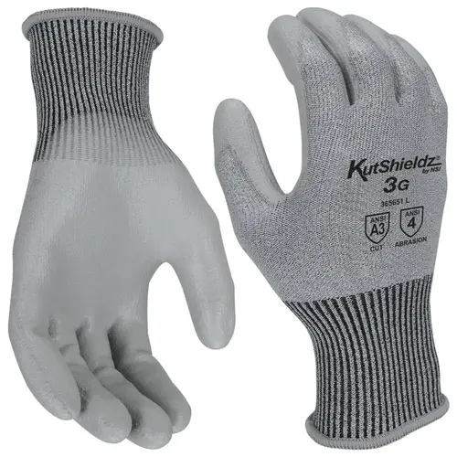 Cut-Resistant Level A3 Polyurethane Palm Gloves, Medium Gray Cut-Resistant Level A3 Polyurethane Palm Gloves, Medium Gray