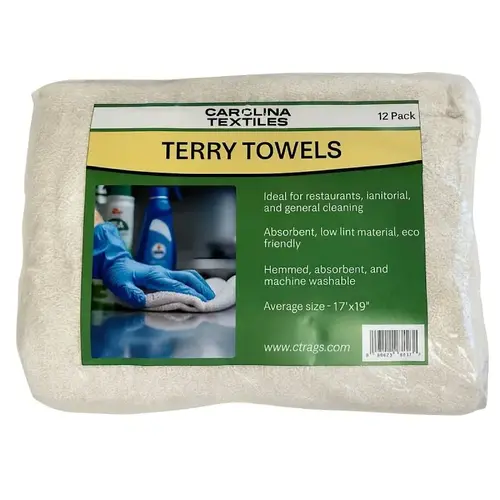 TERRY BAR MOP TOWEL WHITE 12PK - pack of 12 TERRY BAR MOP TOWEL WHITE 12PK - pack of 12