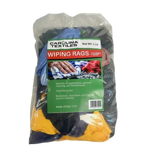 All Rags R301N-1LB-BAG Recycled No Logo Color T-Shirt Knit Rag, 15 in L, 15 in W, Cotton All Rags R301N-1LB-BAG Recycled No Logo Color T-Shirt Knit Rag, 15 in L, 15 in W, Cotton
