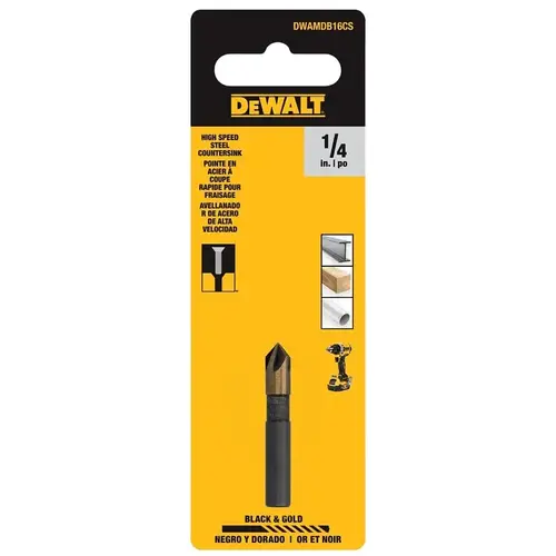 DEWALT BLACK & GOLD Series Countersink Drill Bit, 1/4 in Dia, 5-Flute, 1/4 in Dia Shank, Round Shank DEWALT BLACK & GOLD Series Countersink Drill Bit, 1/4 in Dia, 5-Flute, 1/4 in Dia Shank, Round Shank