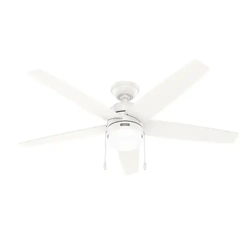 Hunter Bardot Series Ceiling Fan, 5-Blade, Fresh White/Light Oak Blade, 52 in Sweep, MDF Blade, 3-Speed Hunter Bardot Series Ceiling Fan, 5-Blade, Fresh White/Light Oak Blade, 52 in Sweep, MDF Blade, 3-Speed