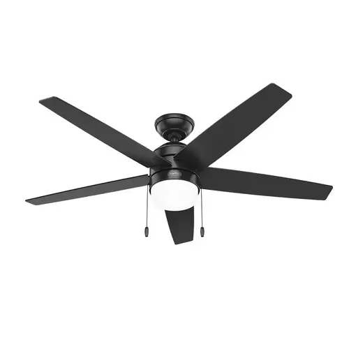 Hunter Bardot Series Ceiling Fan, 5-Blade, Grayed Walnut/Matte Black Blade, 52 in Sweep, MDF Blade, 3-Speed Hunter Bardot Series Ceiling Fan, 5-Blade, Grayed Walnut/Matte Black Blade, 52 in Sweep, MDF Blade, 3-Speed