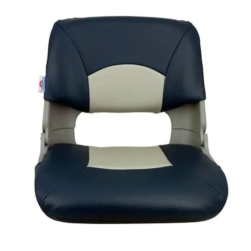 Skipper Folding Seat, Blue And Gray Upholstery With Gray Shell Skipper Folding Seat, Blue And Gray Upholstery With Gray Shell