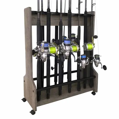 Driftwood 16 Rolling Rod Rack Barnwood Gray Driftwood 16 Rolling Rod Rack Barnwood Gray