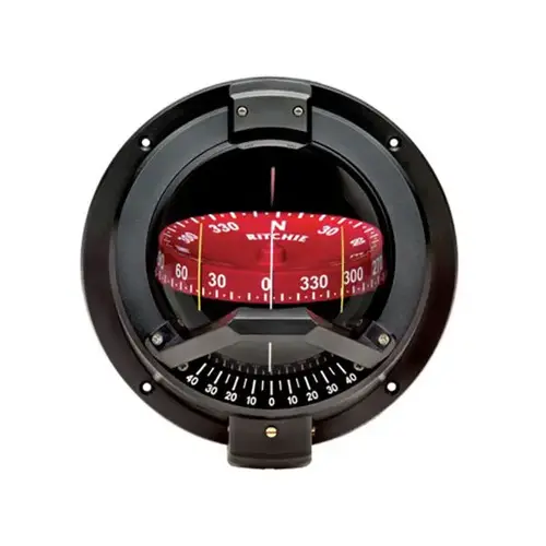 Bulkhead-Mount Navigator Compass, 4-1/2" Ritchie CombiDial and Built-in Clinometer Black with Red Card Bulkhead-Mount Navigator Compass, 4-1/2" Ritchie CombiDial and Built-in Clinometer Black with Red Card