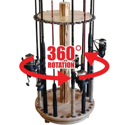 Rustic Wood 30 Fishing Rod Spinning Storage Rack Rustic Wood 30 Fishing Rod Spinning Storage Rack