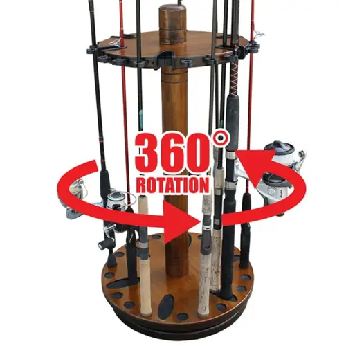 30 Fishing Rod Spinning Wood Storage Rack - Dark 30 Fishing Rod Spinning Wood Storage Rack - Dark
