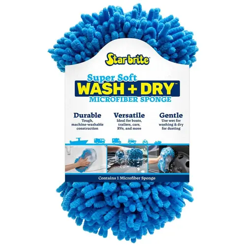 Microfiber Sponge, Reggae Blue, Dual-Sided Scrubbing & Dusting, Machine Washable Microfiber Sponge, Reggae Blue, Dual-Sided Scrubbing & Dusting, Machine Washable