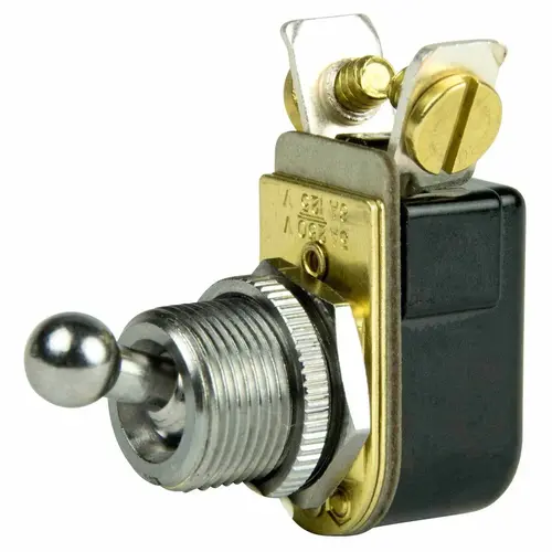 Chrome Plated Toggle Switch, 3/8" Ball Handle, Off/On, SPST Chrome Plated Toggle Switch, 3/8" Ball Handle, Off/On, SPST