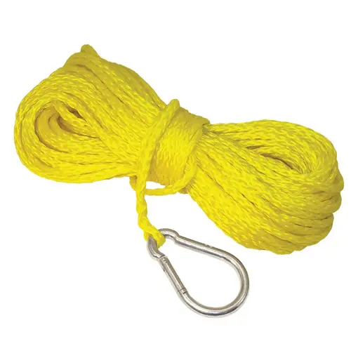 1/4" x 100 ft Anchor Line, Hollow Braid Polypropylene, Yellow, with Hook 1/4" x 100 ft Anchor Line, Hollow Braid Polypropylene, Yellow, with Hook