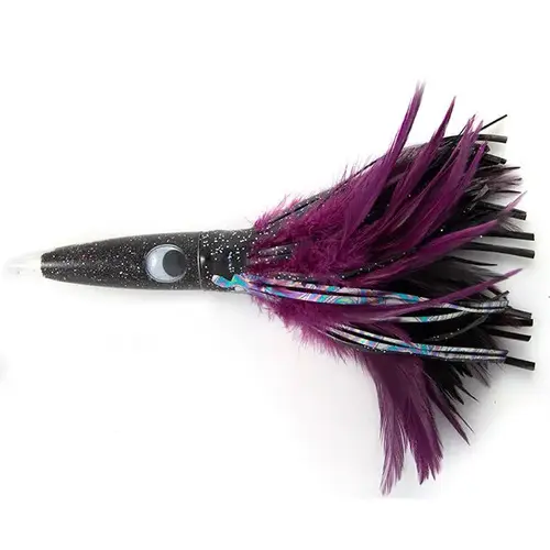 Wahoo Whacker Feather Fishing Lure, 10" Black Foil / Purple Wahoo Whacker Feather Fishing Lure, 10" Black Foil / Purple