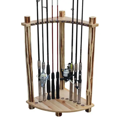 Rustic 12 Fishing Rod Corner Storage Rack Rustic 12 Fishing Rod Corner Storage Rack