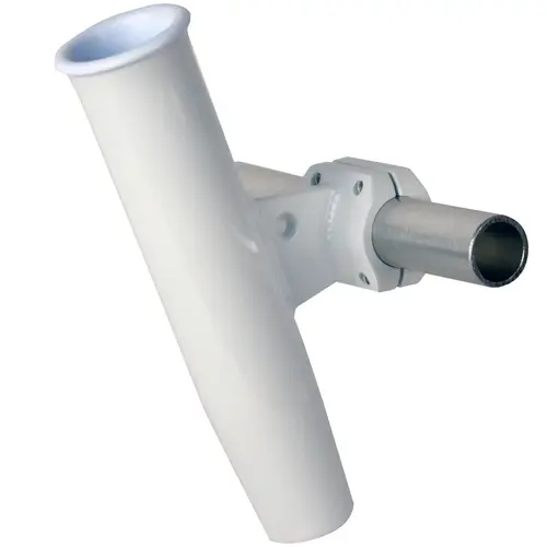 Aluminum Horizontal Clamp-On Rod Holder, Fits 1.66" Measured Outside Diameter White Aluminum Horizontal Clamp-On Rod Holder, Fits 1.66" Measured Outside Diameter White