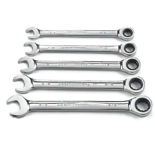 5 Piece 72-Tooth 12 Point Ratcheting Combination SAE Wrench Set 5 Piece 72-Tooth 12 Point Ratcheting Combination SAE Wrench Set